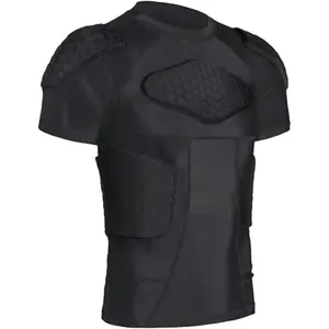 Men's Padded Compression Football Shirt with 6 Pads Rib Protectors Protective Gear for Baseball Basketball Softball
