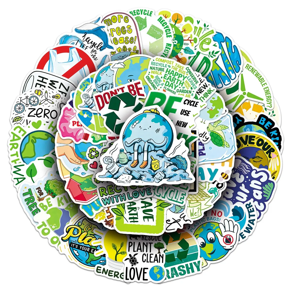 100sheets two sets of repetition earth stickers take care of nature creative decoration diy scooter glass stickers
