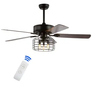 Asher 52" Industrial Metal/Wood LED Ceiling Fan With Remote