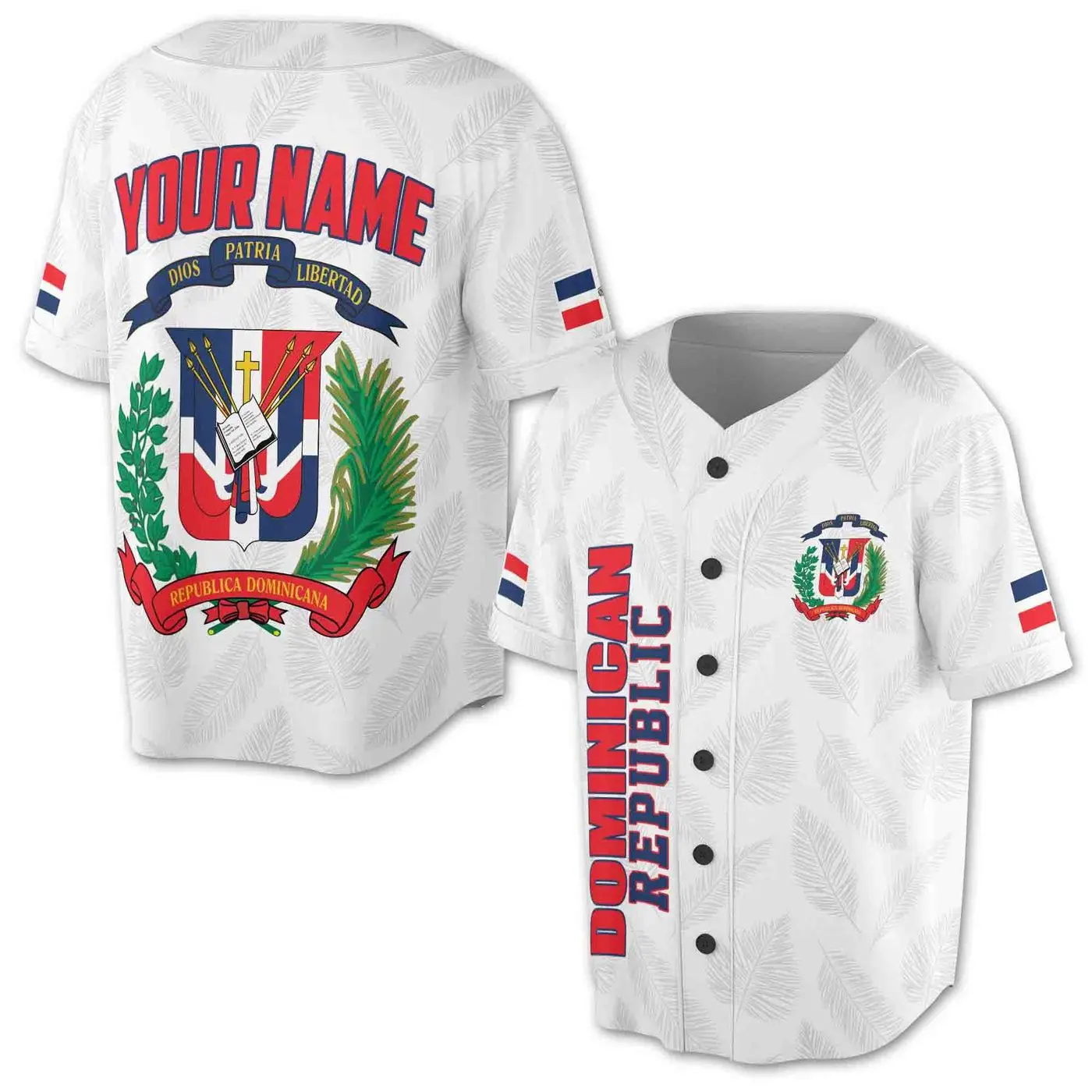 Custom 2025 Dominican Republic Flag White Baseball Jersey - Personalized Name & Number - High Quality Customizable Design