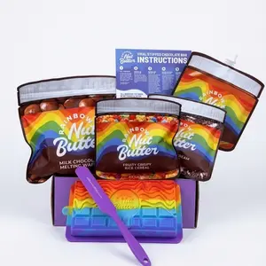 Rainbow Nut Butter DIY Chocolate Making Kit YOU PICK FLAVOR Rainbow Color Rectangle Reusable Silicone Mold, Melting Wafers, Silicone Wand & Instructions