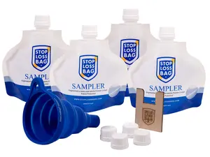 StopLossBags Airtight Paint Saver Sampler Kit, 4-Pack Stand-Up Storage Pouches with Funnel and Filler Clip, Eco-Friendly Mess-Free Solution for DIY Home Projects
