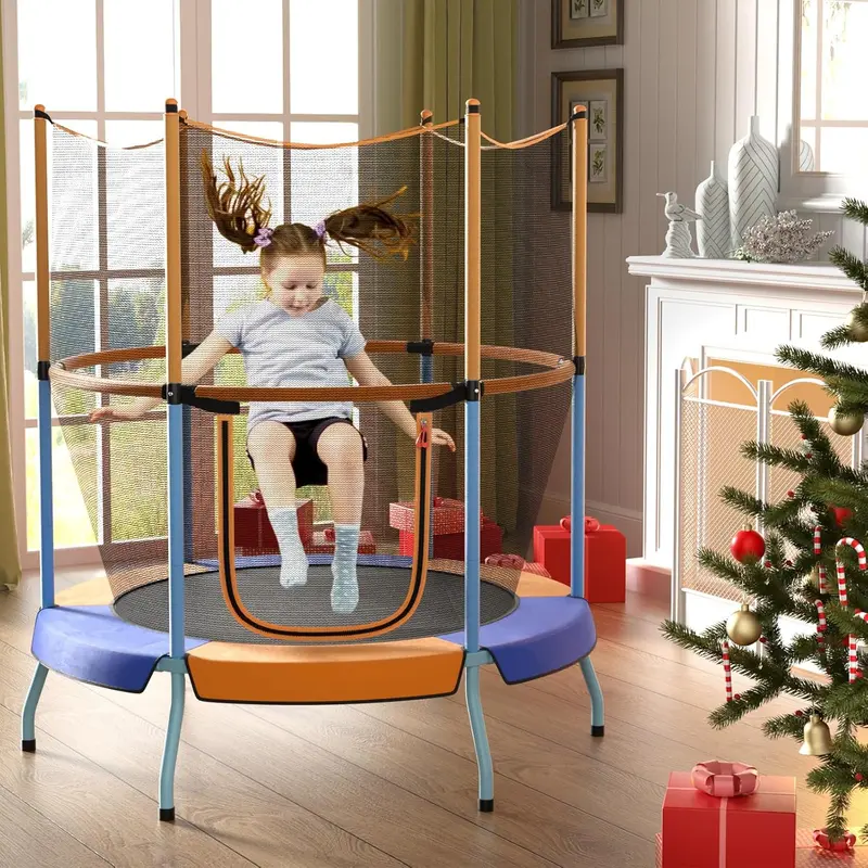 COSTZON Unisex Kids Exercise Trampoline - ASTM Approved, No-Gap Safe Design, Enclosure Safety Net, Strong Springs, Easy Assembly, High-Density PP Waterproof Mat, Quick Clean, Soft Foam Poles, Indoor/Outdoor Bouncing Sports Toy, Gift Season BlackFriday