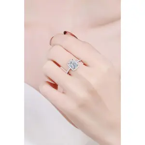 1 Carat Rectangle Moissanite Ring Ghost Mannequin