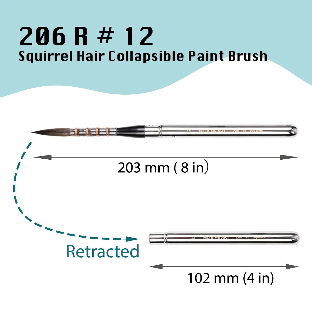 Collapsible Travel Paint Brush, Durable Squirrel Mix Hair Brush For Watercolor Gouache Ink Painting