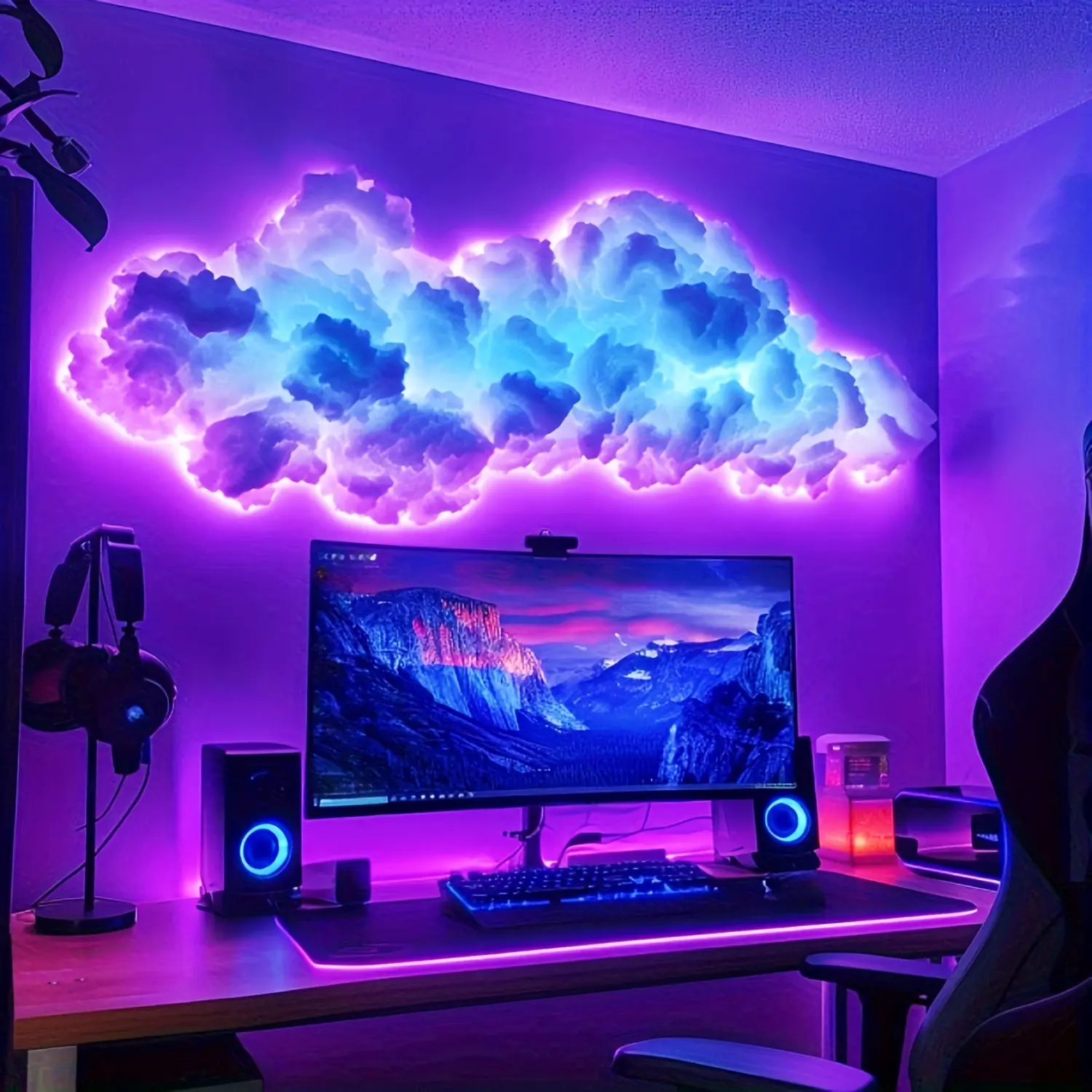KK-16ft 3D Big Cloud Light Kit - Music Sync, Warm White & Multicolor Lightning Changing Strip Light with 360 Degree View, Wireless Remote and APP Control - Coolest Decorations for Indoor Home and Bedroom-84