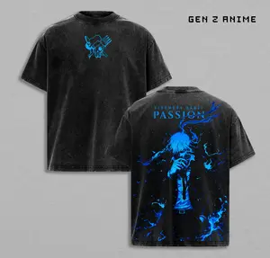 Vinsmoke Sanji One Piece Vintage Washed Oversized Anime Shirt, Black Leg Blue Flame Graphic Tee, Diable Jambe Streetwear, Heavyweight Cotton Unisex Gift
