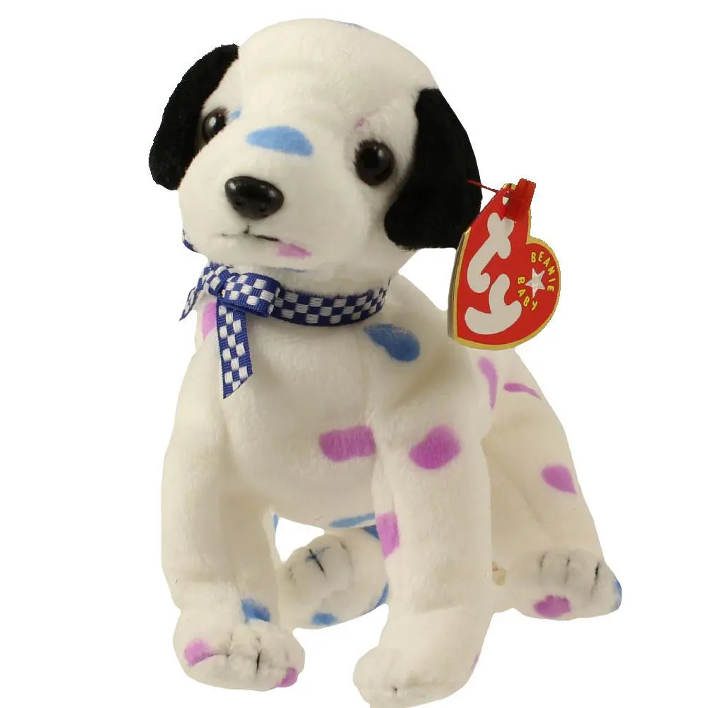 TY Beanie Baby - DIZZY the Dalmatian (colored spots & black ears) (5.5 inch) (2000) - MWMTs
