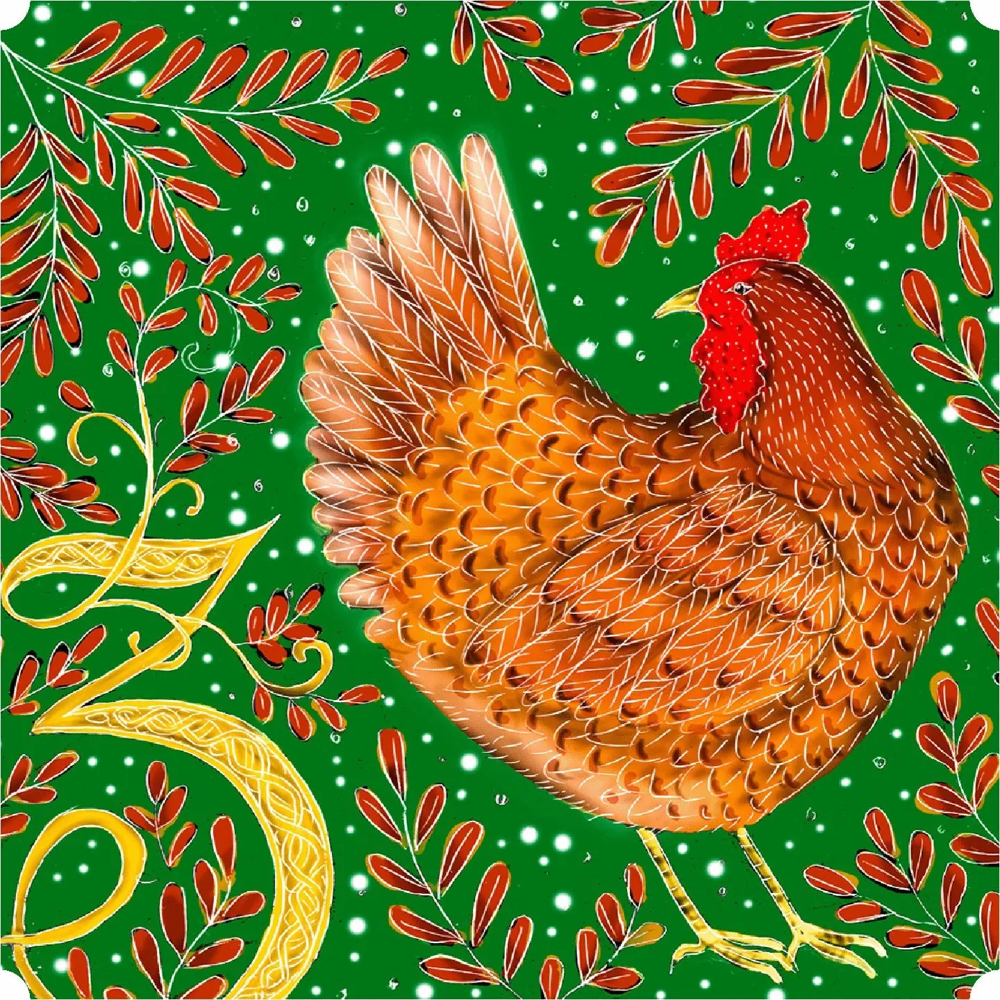 Three French Hens (50 Piece Mini Wooden Jigsaw Puzzle)