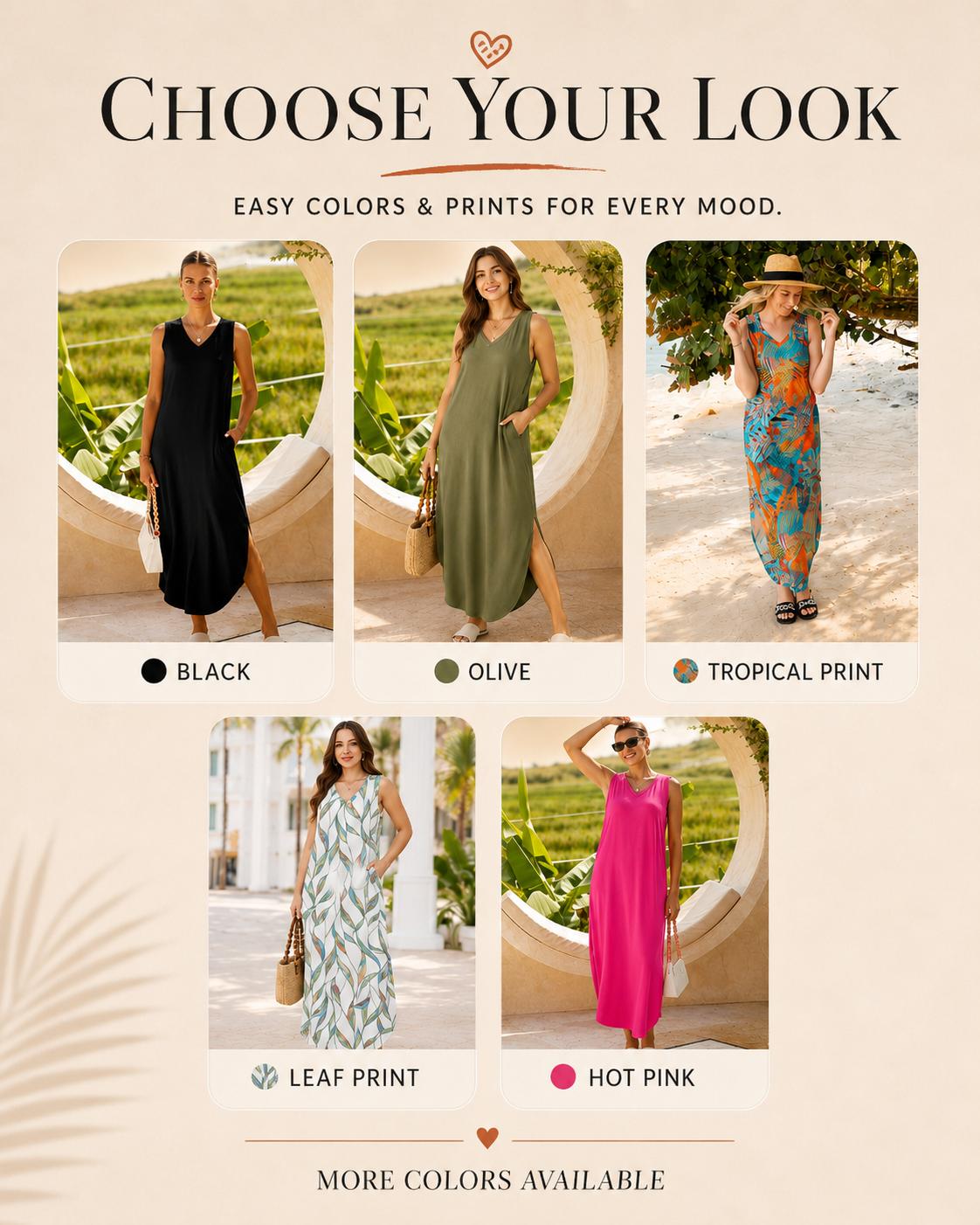WIHOLL Summer Casual Floral Dresses Maxi Dress Vacation Beach Sundresses 2025 with Pockets