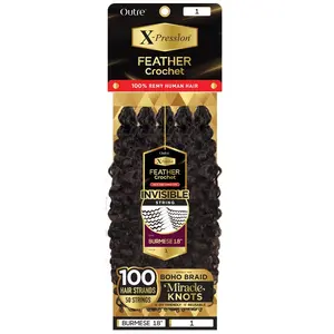 Outre X-Pression 100% Remy Human Hair Feather Crochet Braid - BURMESE 18"