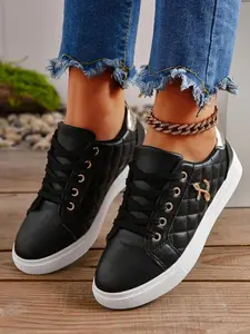 Women's Summer Soft Rubber Sole Casual Trainer Sneakers, Fashionable Anti-Slip Low Top Sports Shoes, Round Toe Comfortable Walking Footwear