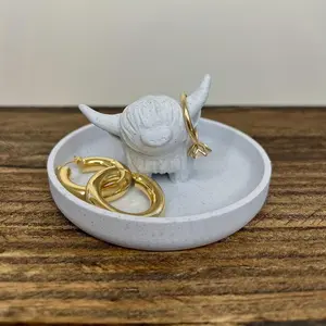 Highland Cow Design Ring Holder, 1 Count Cute Jewelry Storage Box, Jewelry Display Stand for Home Farmhouse Dormitory Bathroom