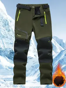 Men's Warm Casual Outdoor Trouser Pants with Belt, Windproof Workwear, Suitable for Autumn Winter Outdoor Activities, Comfortable and Stylish