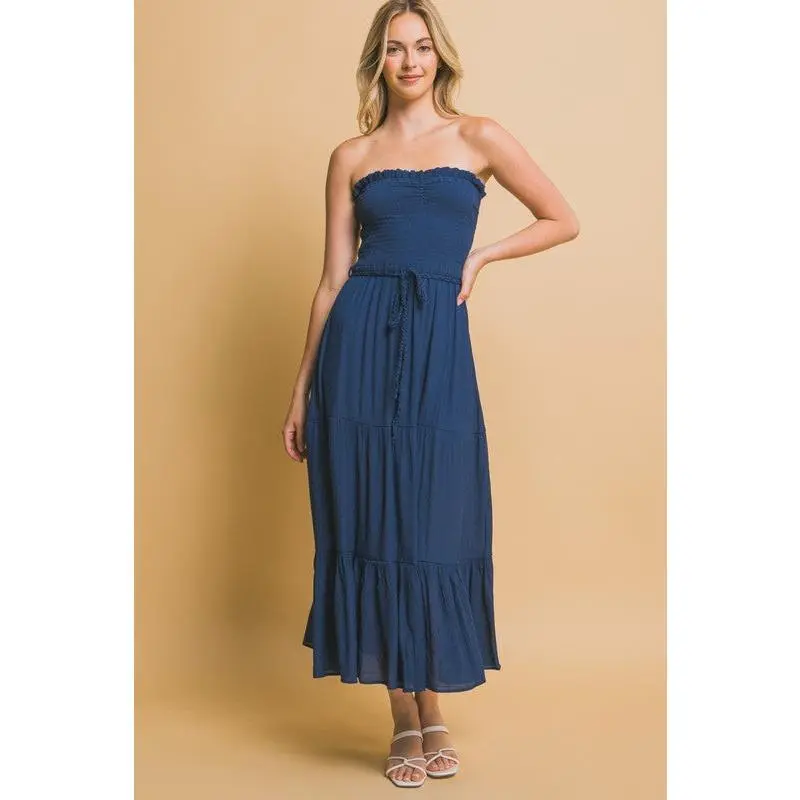Smocked Strapless Maxi Dress - TikTok Shop