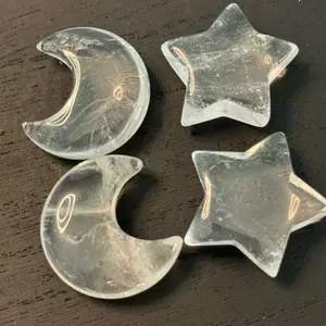 Clear, quartz star and crystal carving