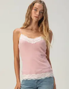 RSQ Womens Long Lace Trim Cami