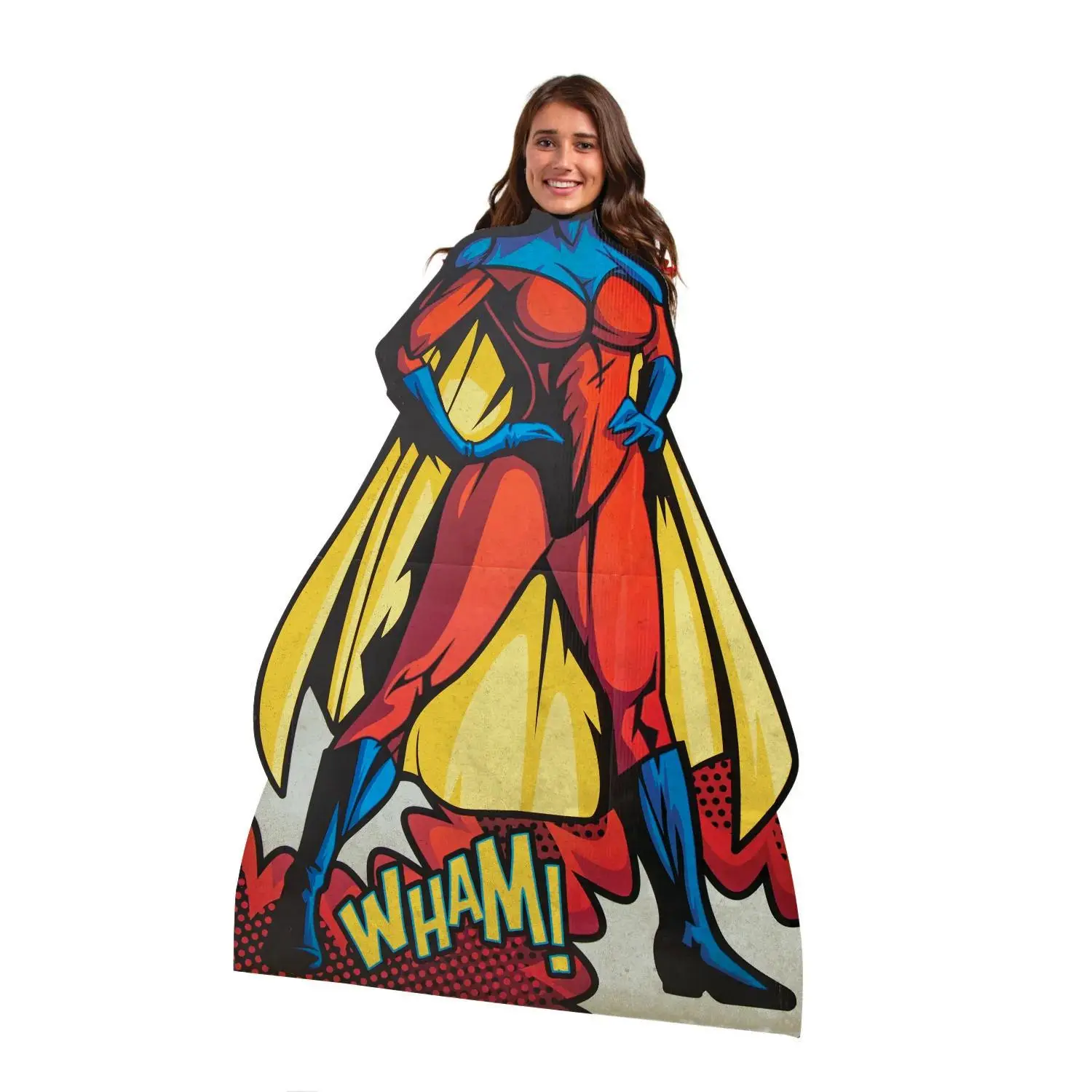53" Female Superhero Lifesize Cardboard Cutout Stand-Up, Photo Prop, Party Decoration for Birthday Parties & Superheroes-Themed Events, One-Sided Back
