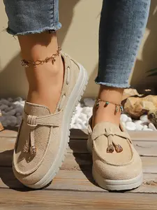 Women's Casual Low-Top Shoes, Comfortable Anti-Slip Flat Sole, New One-Piece Thick Bottom Slippers, All Seasons, Plain Pattern, Slip On Platform