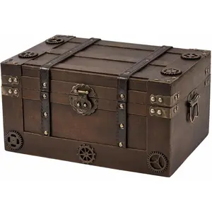 Pirate Style Treasure Chest For ,Large Treasure Box For Keepsakes, Decorative Antique Chest,Wooden Keepsake Box Size:13.8"X9.5"X6.9" (1, Large)
