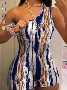 women's all over print romper, casual fashion romper for summer, women's clothes for daily wear, womenswear