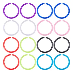 20 Pcs Flexible Acrylic Captive Bead Nose Ring Set, 10 Colors Open C-Shaped Nose Hoop Rings, Hypoallergenic Cartilage Earrings for Men Women