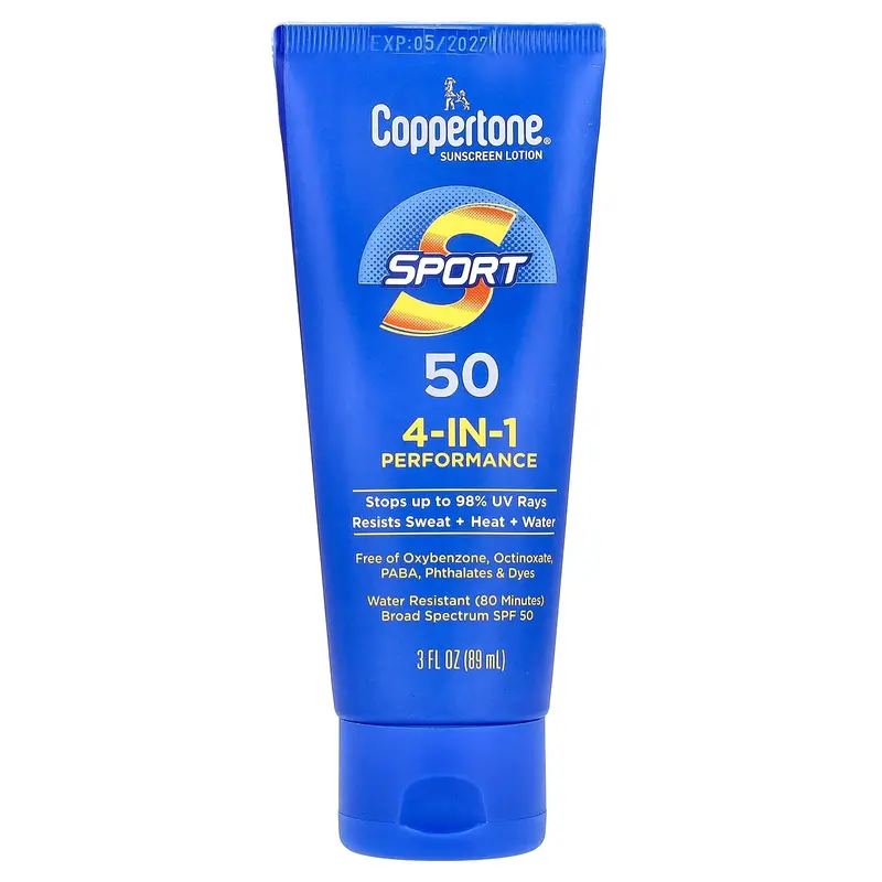 Coppertone Sport, Sunscreen Lotion, 4-In-1 Performance, SPF 50, 3 fl oz (89 ml) | HSA/FSA Eligible
