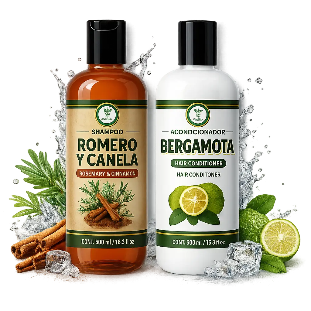 VIRAL Shampoo Romero Sábila & Canela & Acondicionador Bergamota - 16.9 fl oz Each - Premium Hair Care Set - Nutrient-Rich Formula for All Hair Types - Gentle Herbal Formula - Sulfate-Free - Natural Shine & Strength - Daily Use - 500 ml Each