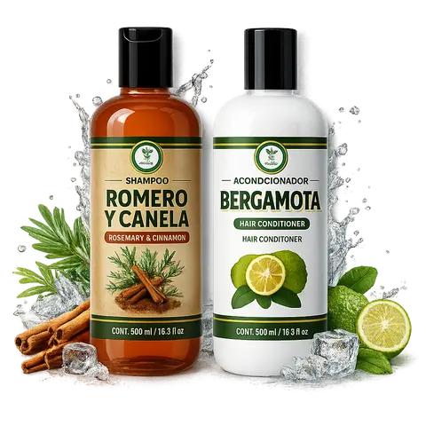 VIRAL Shampoo Romero Sábila & Canela & Acondicionador Bergamota - 16.9 fl oz Each - Premium Hair Care Set - Nutrient-Rich Formula for All Hair Types - Gentle Herbal Formula - Sulfate-Free - Natural Shine & Strength - Daily Use - 500 ml Each
