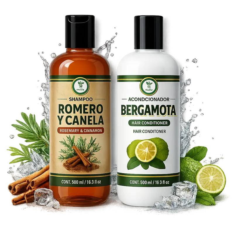 VIRAL Shampoo Romero Sábila & Canela & Acondicionador Bergamota - 16.9 fl oz Each - Premium Hair Care Set - Nutrient-Rich Formula for All Hair Types - Gentle Herbal Formula - Sulfate-Free - Natural Shine & Strength - Daily Use - 500 ml Each