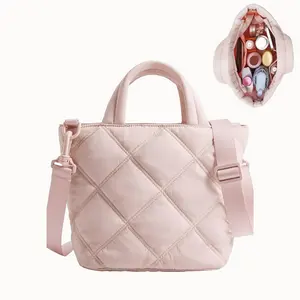 Five Seasons Home Puffy Quilted Mini Shoulder Bag for Women Soft Lightweight Nylon Crossbody Purse Stylish Practical Everyday Companion