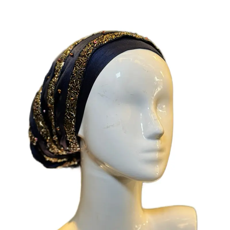 Luxury Broken Rice Beaded Turban with Elegant Design  display picture 1