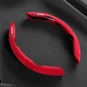 Universal 37-38cm 2pcs Car Interior Steering Wheel Cover, Suede Anti-Slip Steer Wheel Protector, Fits Scania Truck Models, Auto Accessories