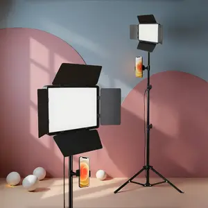 10 Inch Selfie Square Ring Light, Adjustable Tripod Stand, Dual Phone Holder, Three-Color LED Lamp, Video Recording Makeup Live Streaming Gift, Studio Video Lighting