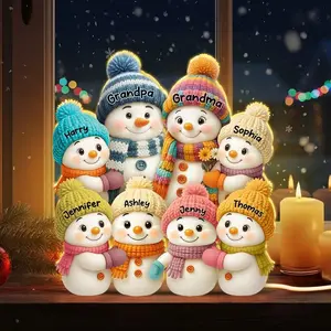 Family Snowman Acrylic Box, Personalized Acrylic Box, Christmas Gifts for Grandparents Parents