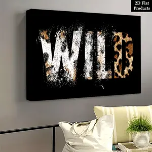 2D Flat Wild Letter Art| Leopard print canvas, perfect for wall decoration, room decoration, living room, winter and spring, bathroom, Valentine's Day, general holidays, reusable framed canvas poster