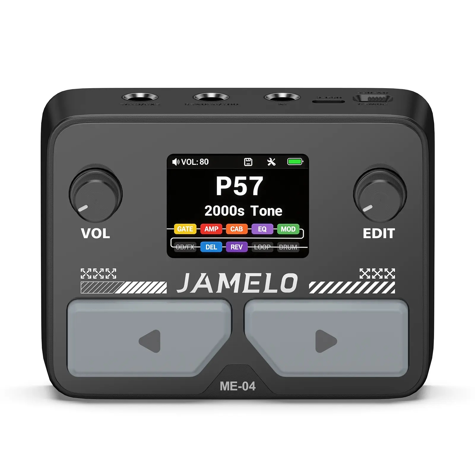 JAMELO ME-04 MINI Pocket Multi-Effects Guitar Pedal with 10 Effects Modules 100 Drum Rhythms and 40-second Stereo Looper 99 Presets 40 Amp/Cab Electric Guitar Effects Processor OTG USB Audio Interface BT