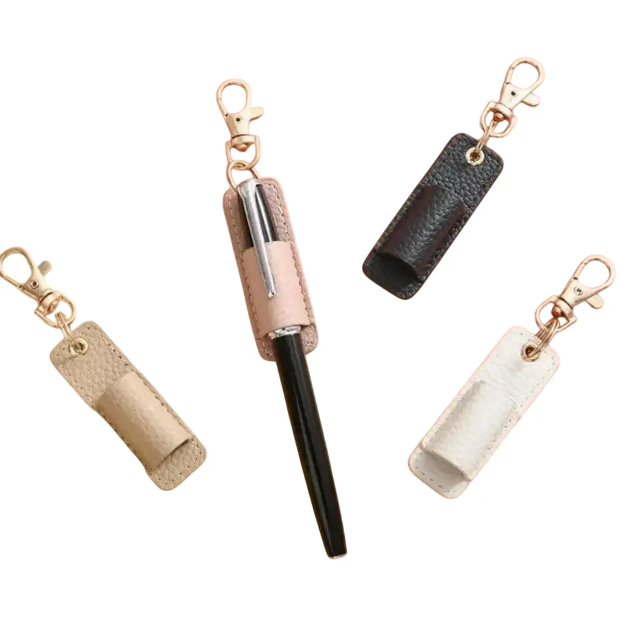 Portable Soft PU Keychain Pen Holder with Clip - Compact Mini Pouch, Easy to Hang Daily Carry Keychain Accessory, Practical Gift Giving Option for Outdoor Use,back to school,back to school haul