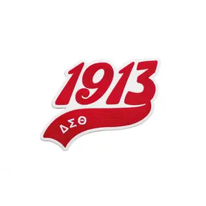 1913/ΑΣΘ Chain Stitch Patch - Red Design with White Text and Stripe Detail