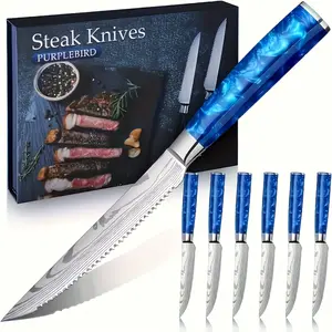 6-Piece High Quality Steak Knife Set, High Carbon Stainless Steel Chef Knife, Sharp And Durable