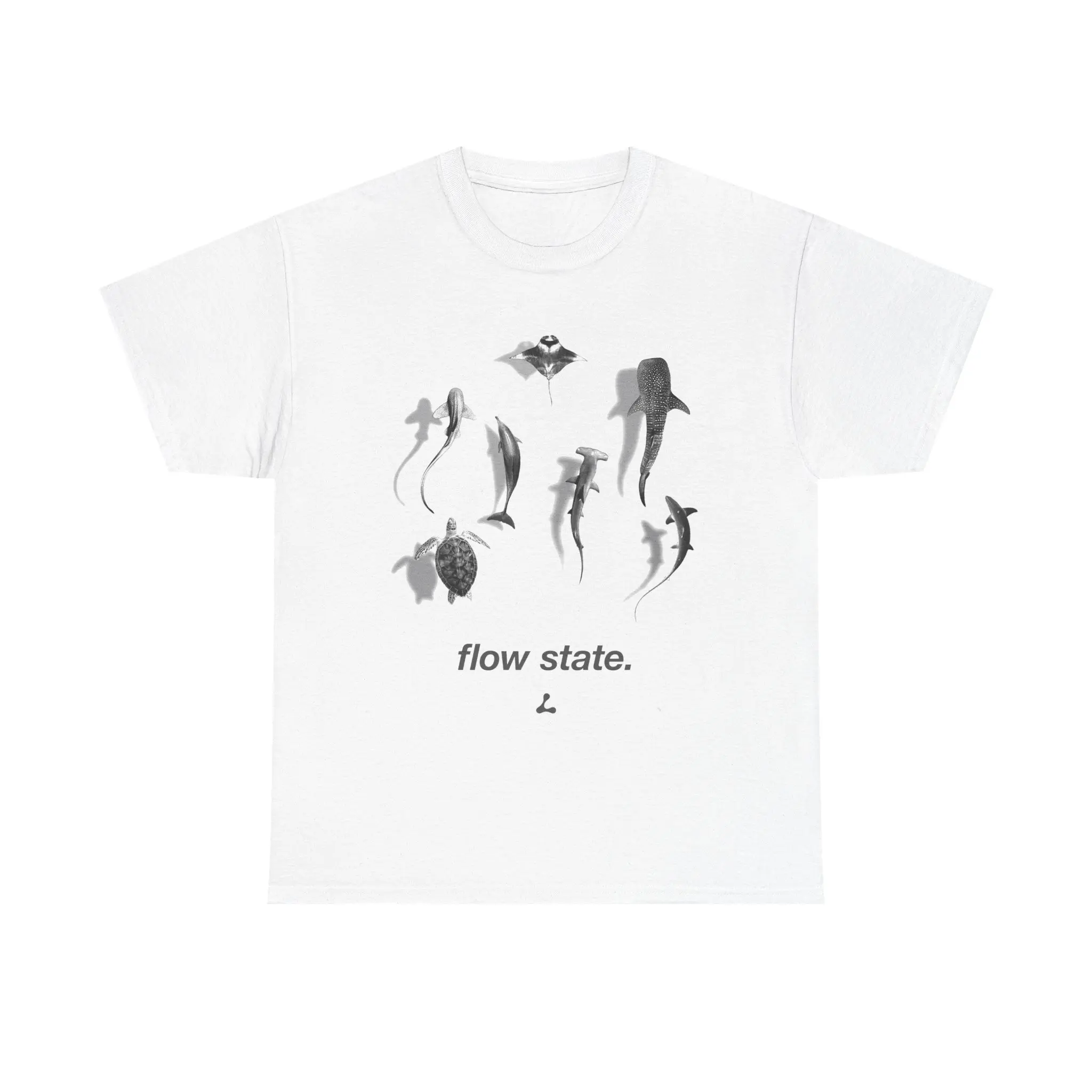 Flow State Ocean Creatures Graphic T-Shirt Whale Shark Manta Ray Turtle Dolphin Minimal Surfer Diver Unisex Cotton Tee