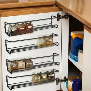 2/4PCS Wall-Mounted Spice Racks Organizer Set with Adhesive Stickers & Screws, Space-Saving Organizer for Kitchen, Pantry, Cabinet Doors & Bathroom, Bathroom Organizing Accessories