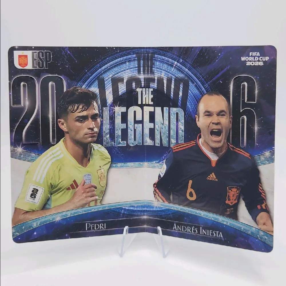 Pedri / Andres Iniesta Spain National Team (World Champions!) 2026 Panini FIFA World Cup "THE LEGEND" SP Booklet Card
