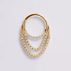 Double Chain Dangle Gold Septum Ring