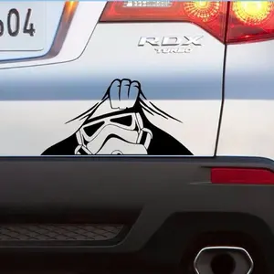 Stormtrooper Peeking Decal Vinyl Sticker Auto Car Truck Wall Laptop | Black | 4" Wide