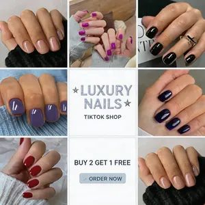 Reusable Glossy Solid-Color Short Square Press-On Nails - Available in Nude, Red, Black, Blue, Purple, Buy 2 Get 1 Free, Ideal for Daily Wear