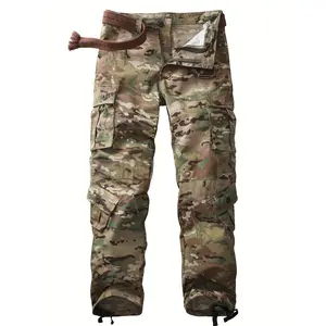 AKARMY Men's Casual Cargo Pants Military Army Camo Pants Combat Work Pants with 8 Pockets 3355-08 (No Belt) Menswear Underwear Men's Loose Camouflage Fashion