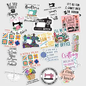 Sticker Pack 20 Quilting Lover Vinyl Sticker, Fabric Patchwork Sewing Hobby Decal for Laptop Case
