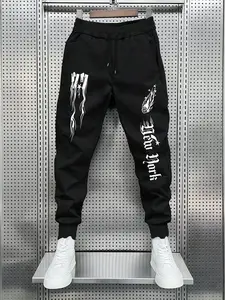 Men's Printed Sweatpants with Drawstring, Casual Long Pants with Pockets, Ideal for Daily Wear and Relaxation, Casual Streetwear Trousers