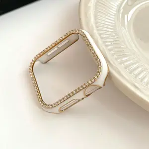 Rhinestone Decor Smart Watch Case, 1 Count Hollow Out Single Row Watch Case for Women & Men, Fashion Watch Case for iWatch Daily Commute To Outdoor Sports, Wearable Accessories, Watch Protector